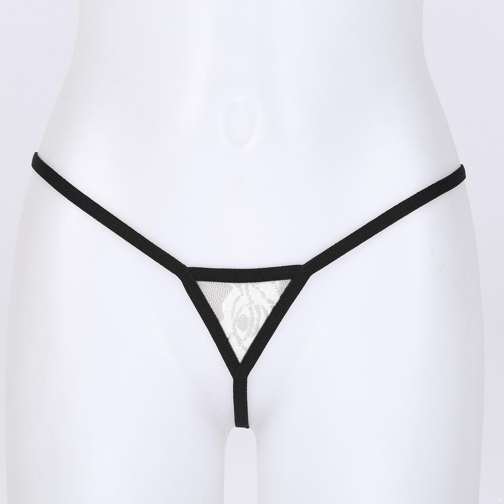 Women See-through Lace Micro Thongs G-string Low Waist Elastic Waistband T-back Lingerie Underwear