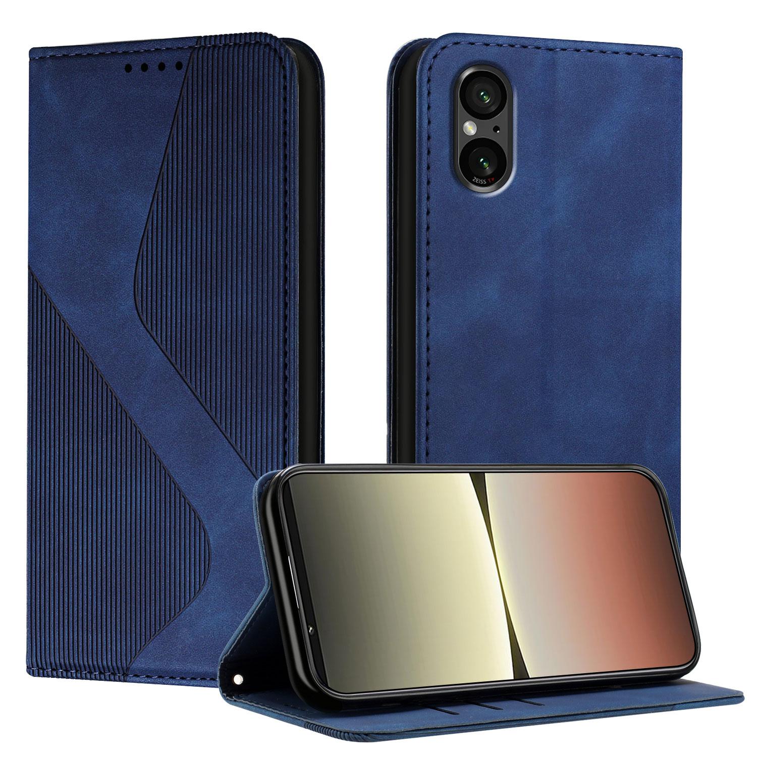 

Магнитный кожаный чехол-кошелек для Sony Xperia 1 VI V 5 IV 10 Чехол для телефона с отделениями для карт, ударопрочный | Дизайн S LINE Xperia 10V 2023 синий