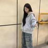 2KWEIRD Harajuku Ležérne Kožušinové Patchworkové Mikiny s Kapucňou Dámske Y2k Estetické Voľné Vreckové Streetwearové Bundy Grunge Jesenné Mikiny