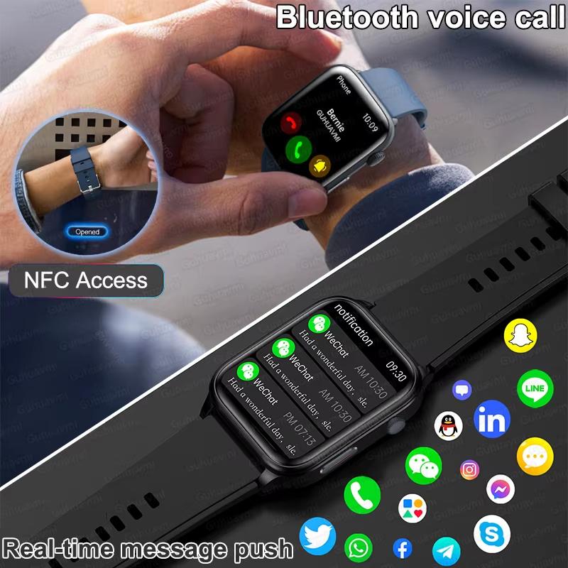 2025 Új Mikro Fizikai Vizsgálat Egészség Okosóra Férfi Sport Fitness Követő Pulzus Hőmérséklet NFC Bluetooth Hívás Okosórák