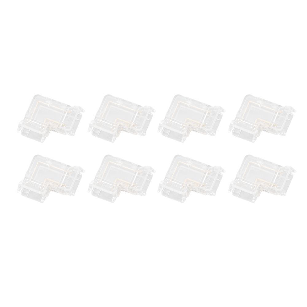 8pcs Solderless COB Connector Transparent L Shaped Connector For Double Color LED Strips