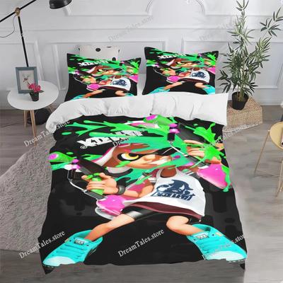 Fashion Game Splatoon Bedding Sets Comforter Duvet Cover Pillow Case Sets Single Double Large Size Bedroom Decoration029