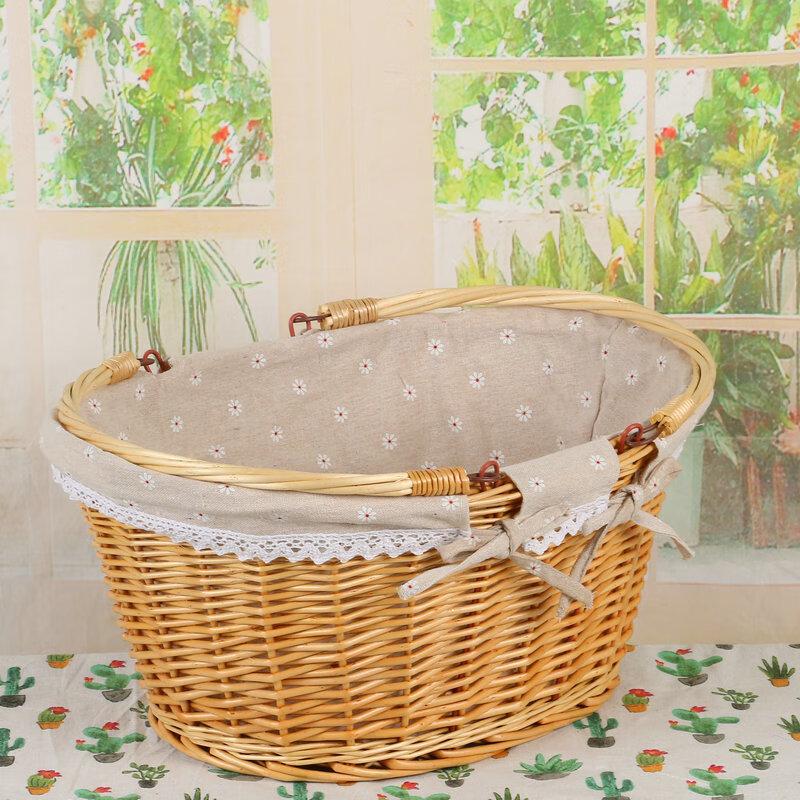 OEING Hand-Woven Rattan Picnic Basket