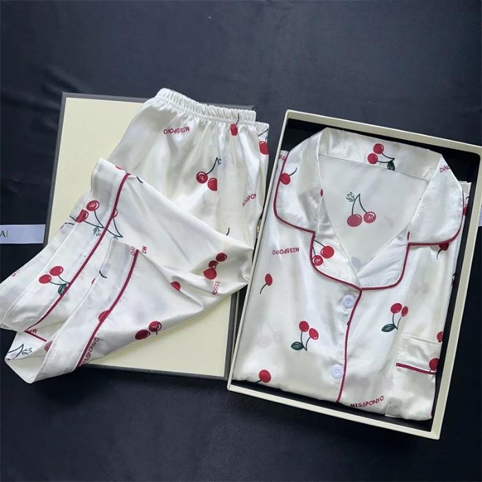 Women's 2pcs Cute Print Short Sleeve Button Top and Shorts Pink Sleepwear Soft Comfy Homewear Casual Loungewear Pajama Set