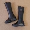 Autumn Women's Riding Boots Round Toe Chunky Heel Knee High Boots for Women Belt Buckle Platform Shoes