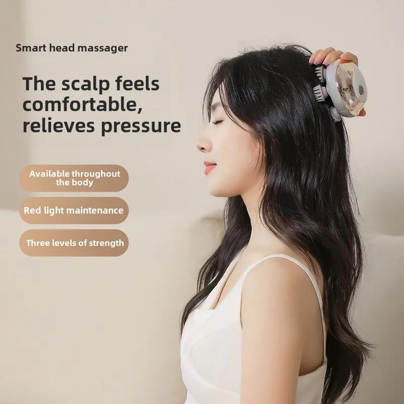 Pet Massager Simulation Human Head Massager Kneading Scalp Multifunctional Hot Compress Relaxing Home