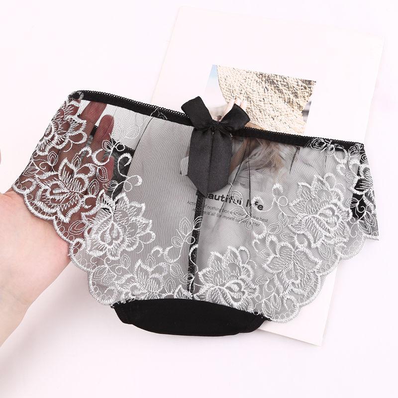 Women Transparent Panties Seamless Briefs Sexy Embroidery Underwear Women K58