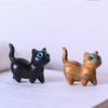 Grünes Sandelholz Glückskatzenfiguren Desktop-Ornament, Holz Tierstatue, Niedliche schiefköpfige neugierige Katze für Heimdeko, Als Geschenk