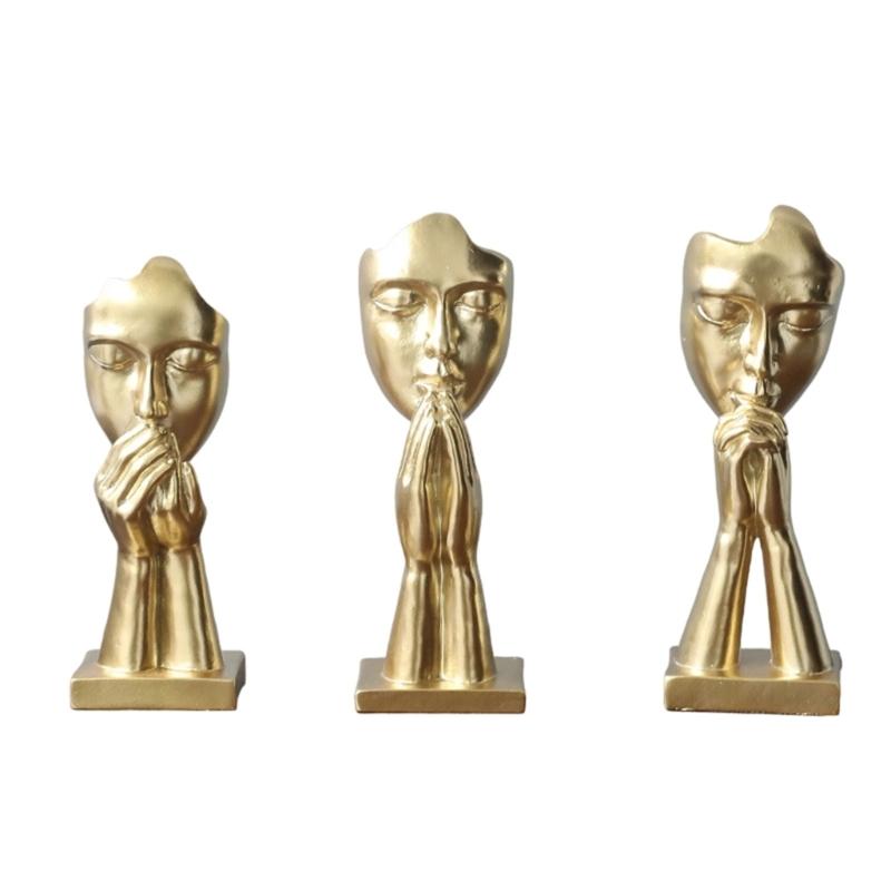 Zestaw 3 wielofunkcyjnych rzeźb abstrakcyjnych Figurki modlitewne z żywicy Ozdoby do stylizacji wnętrz Dekoracje na biurko i półkę