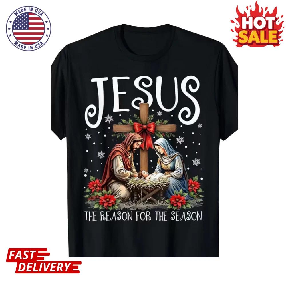 

Christmas Nativity Jesus Is The Reason For The Season Inspired T shirt Men s NEW 2XL