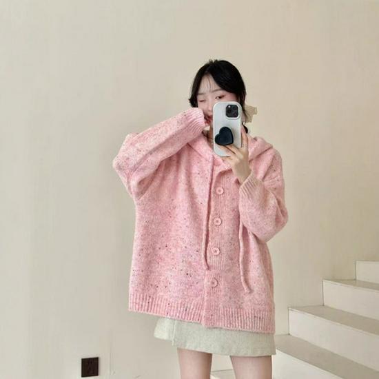 Women's Soft Faux Mink Fur Knit Cardigan - Autumn/Winter Loose Fit, Short, Age-Reducing, Long Sleeve Top