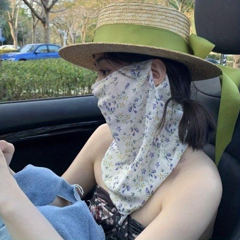 Women's Bohemian Floral Print Neck Scarf Breathable Full Coverage Windproof Outdoor Beach Accessory for Casual Outings & Summer Activities