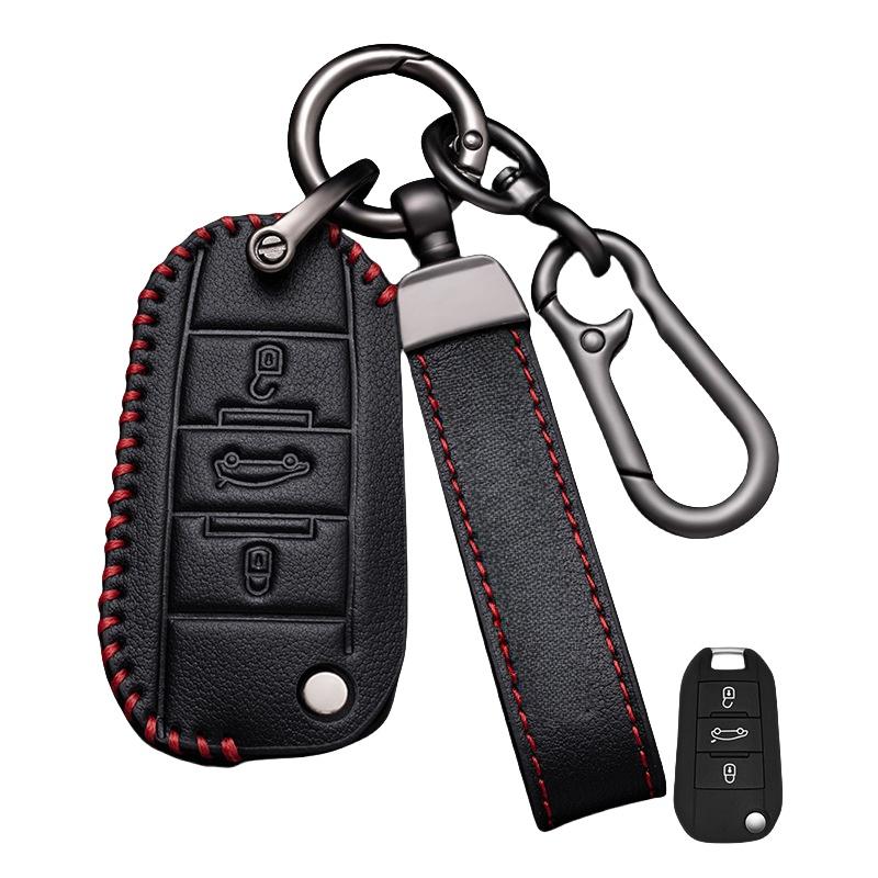 Leather Car Flip Key Case Cover Shell For Peugeot 208 308 408 508 2008 3008 4008 5008 For Citroen C3 C4 Cactus C6 C8 Accessories