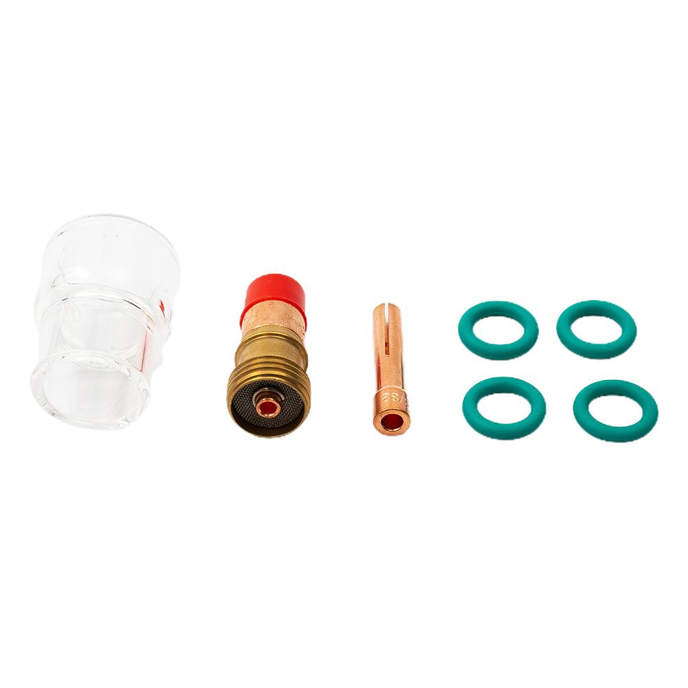 7PCS TIG Welding Torch Kit with For Stubby Gas Lens and #12 Glass Cup for WP-17 WP-18 WP-26 Air-Cooled Torch Systems