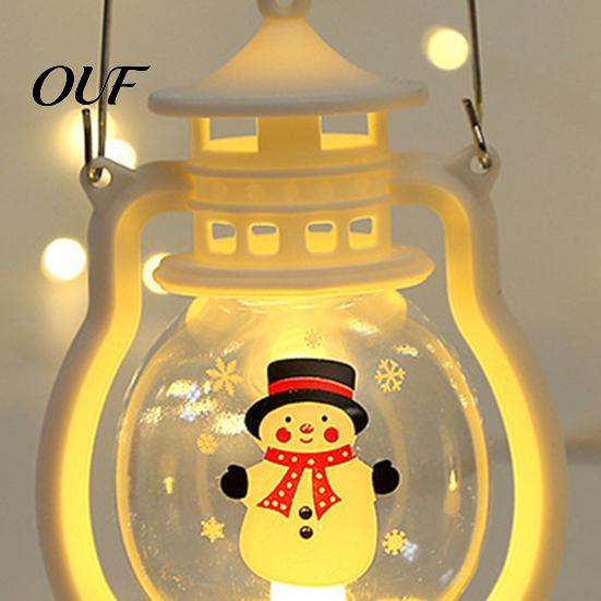LED Warm Light Lamp Christmas Lantern Night Light, Retro Santa/Snowman/Tree Handheld Oil with Decorative Holiday LED, Cute Tabletop Decor, Xmas