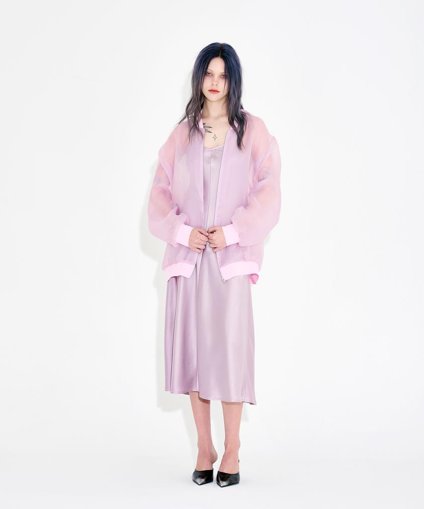 Wordog Bias Cut Acetate Drift Slit Dress Lavender