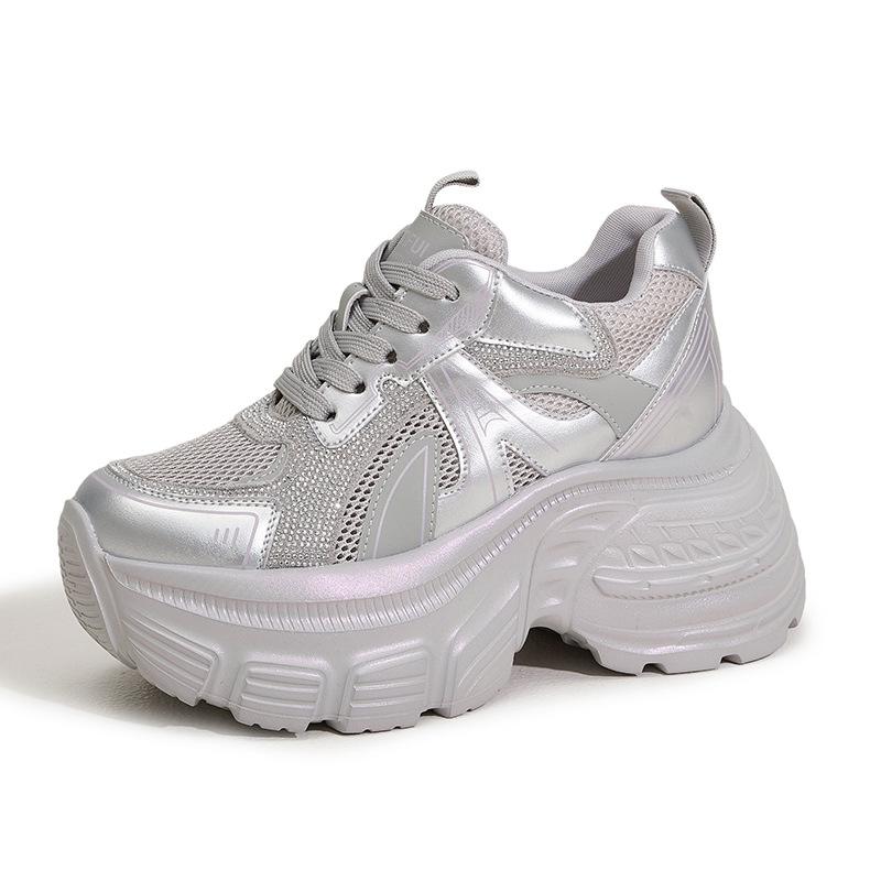 Platform Dad Shoes Women's 2025 Summer New Inner Height Increase Women's Shoes Casual Sports Shoes Hollow Breathable Mesh Sandals