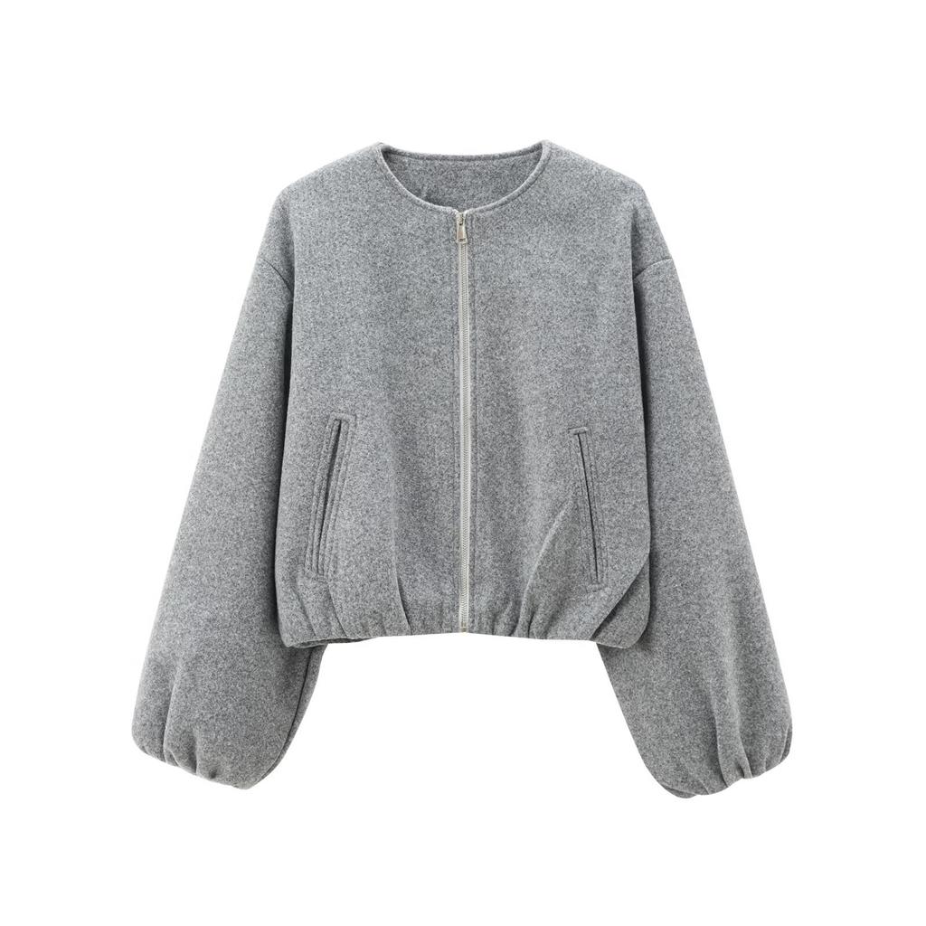 Oversized Soft Bomber Jacket for Women, Long Sleeve Coat, Front Zipper, Female Outerwear, Chic Tops, Fashion