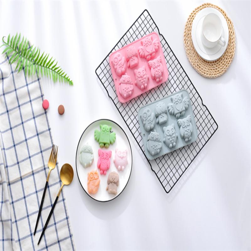 VP 1pc 3D Owl Silicone Molds For Cake Gummy Jello Ice Cube Soap Mold Crayon Cake Decoration Soap Molds Silicone Baking Mould