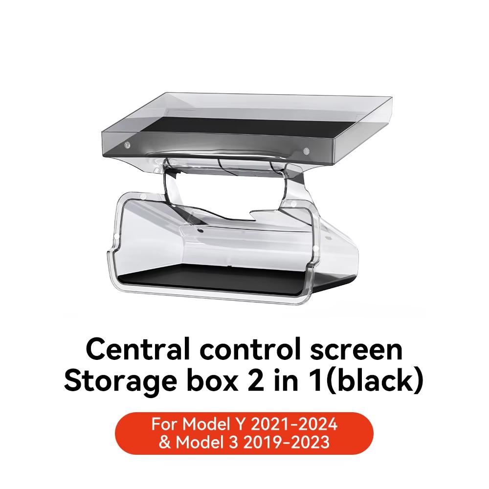 YZ For Tesla Model 3 Y Juniper Highland 2021-2025 Storage Box Hidden Center Console Organizer Tray Magnetic Under Screen Box