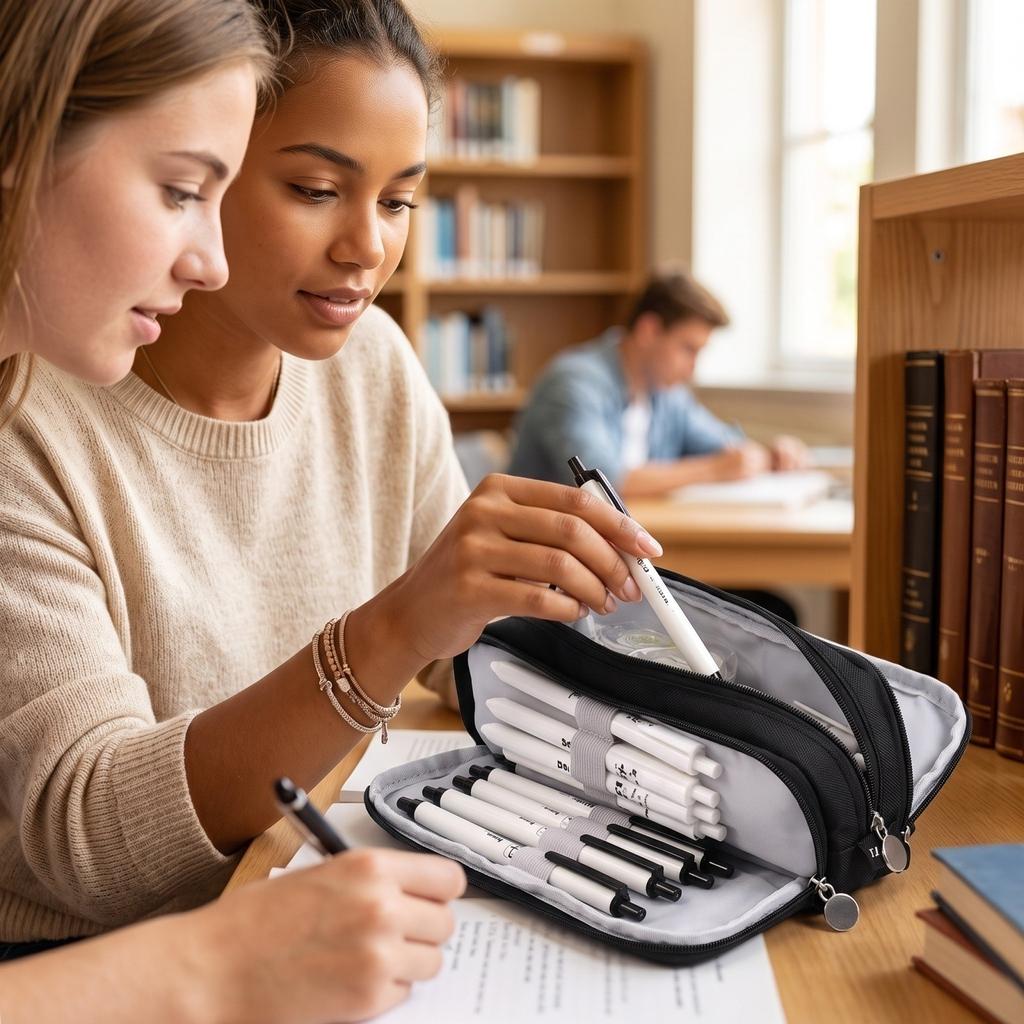 Trousse à Crayons en Tissu Multi-Couches pour Étudiants – Sac à Stylos Grande Capacité avec Plusieurs Compartiments pour l'École