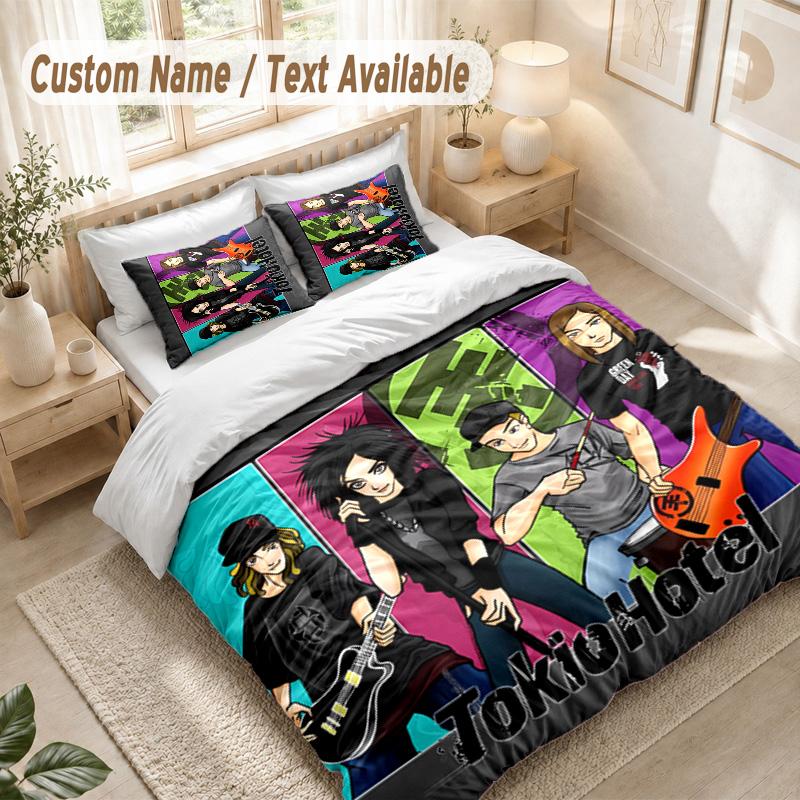 Tokio Hotel Bedding Set, 1 Duvet Cover & 2 Pillowcases Soft Comfortable Bedroom Home Textile Decor