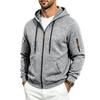 Men's Loose Fit Zip Hoodie with Multiple Pockets Casual Jacket