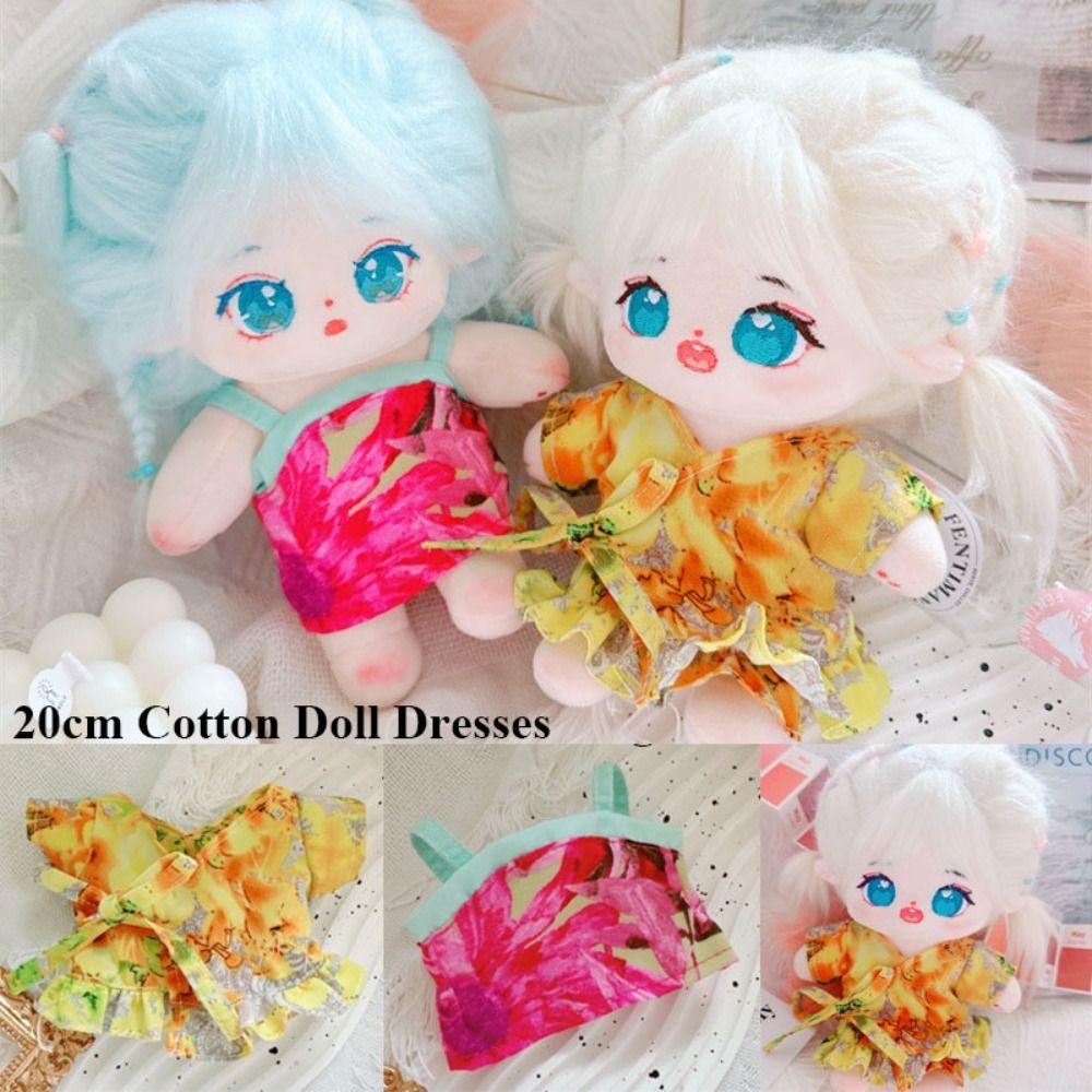 

Fashion Plush Dolls Clothes Printed Decoration Doll Skirt Spring Summer Dresses 20cm Cotton Doll