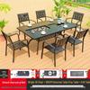 OEING Outdoor Patio Cast Aluminum BBQ Table and Chairs Set