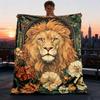1pc Lion Floral Print Outdoor Blanket - Lightweight Flannel Throw For Travel, Camping, Livingroom, Couch, Chair Yy251114240