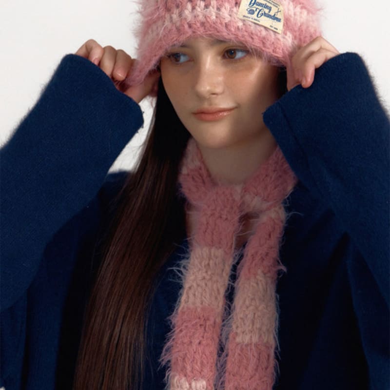 DANCING GRANDMA SOFT STRIPE MUFFLER : BABY pink