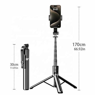 Remote Control Foldable Rotatable Selfie Stick with Stainless Steel & Carbon Fiber 360 Degree Wireless Mobile Phone Stand Tripod