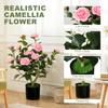 65cm Artificial Camellia Flower Plant In Pot With 116 Lush Leaves And Moss Effect Pink