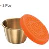 2pcs Salad Dressing Container, 2.4oz Stainless Steel Sauce Bowls Condiment Containers, Dipping Sauce Cups for Lunch Bento Box, Orange