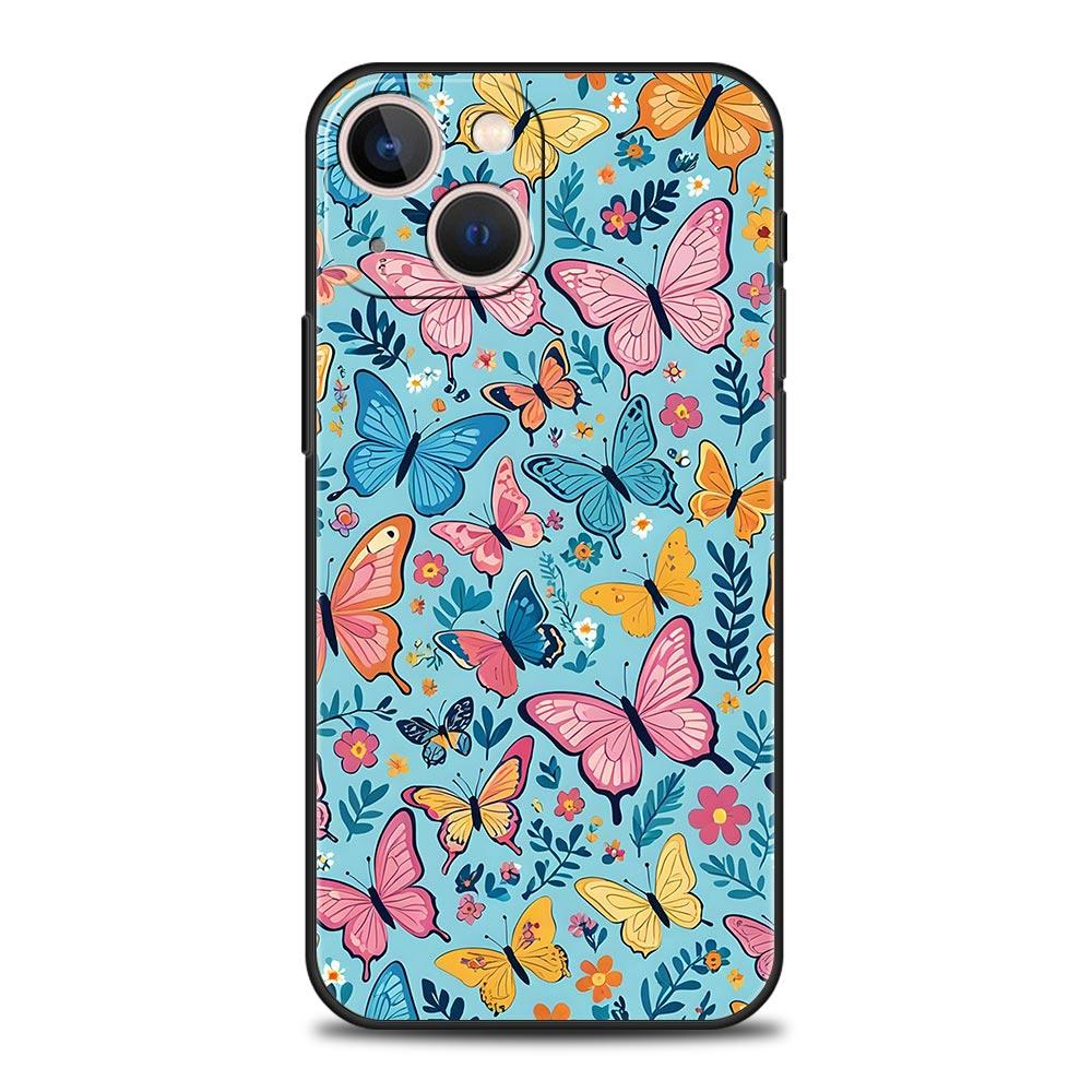 Butterfly Design Phone Case Cover for iPhone 17 16 15 14 13 12 Pro Max 11 Pro Max 17 AIR Plus Shockproof Soft TPU Shell Fundas