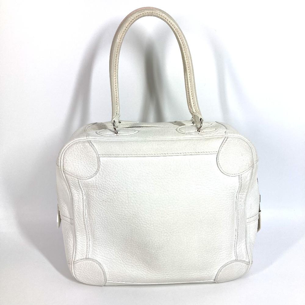 

HERMES Box Bag Omnibus PM Tote Bag Hand Bag Leather White/SilverHardware