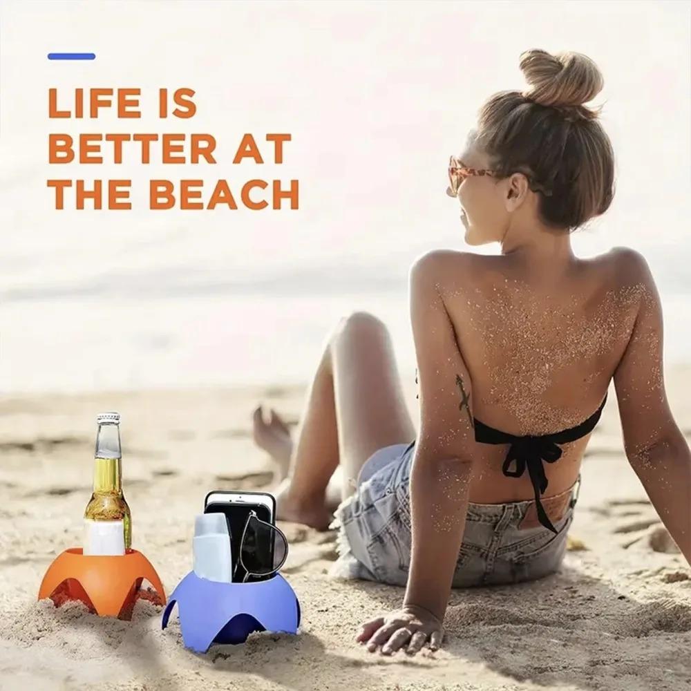 Plastic Beach Cup Holders, Multicolor Outdoor Sand Drink Holders, Portable Beer Stand Accessories For Beach Parties And Cam