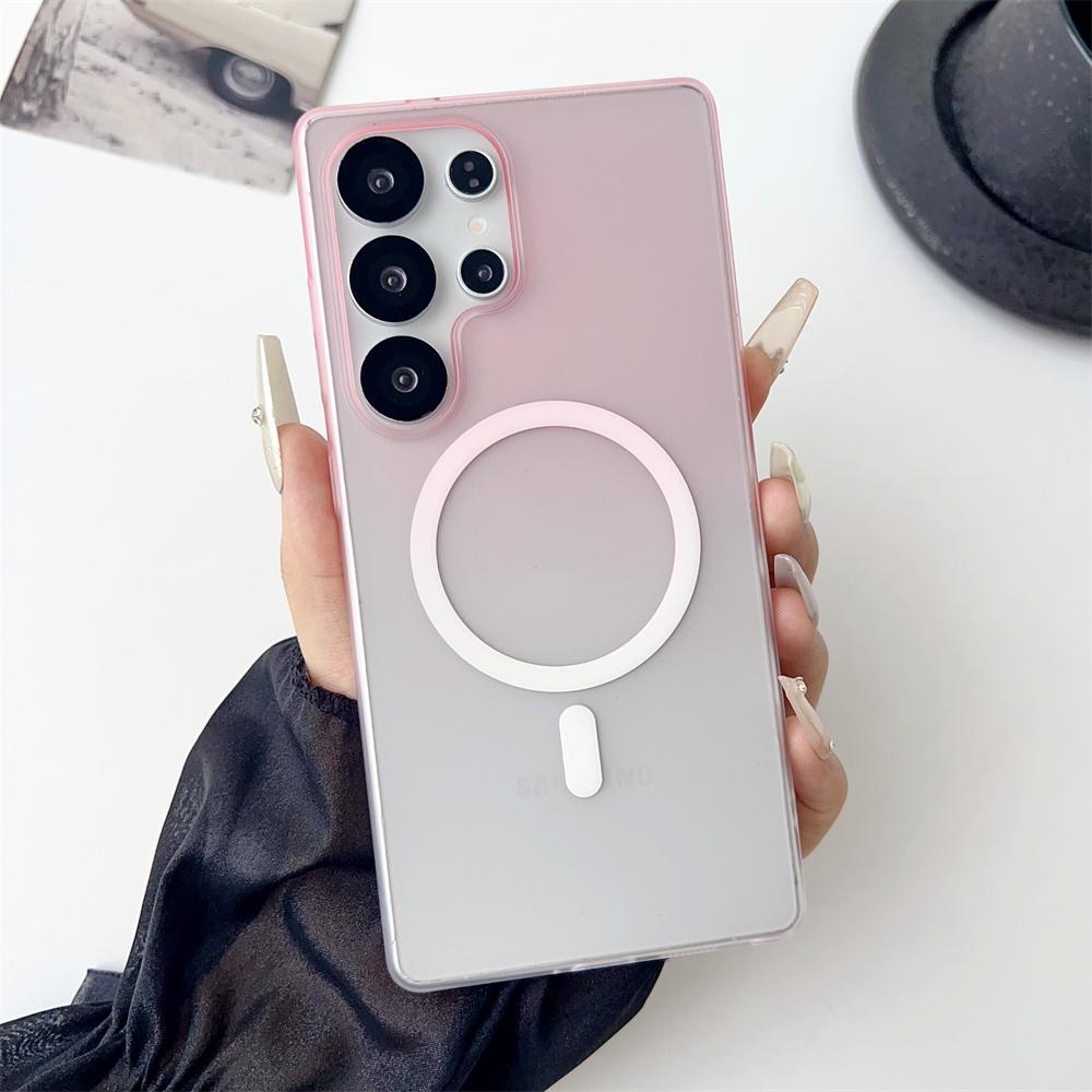 For Magsafe Magnetic Gradient Matte Case For Samsung Galaxy S26 S25 S24 S23 Ultra Plus FE A17 A56 A55 A16 Clear Bumper Cover