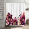 Luxury Bath Shower Curtain With Watercolor Floral Design For Bathroom Decoration White Background, Pink Gold Colors Size: 180X24