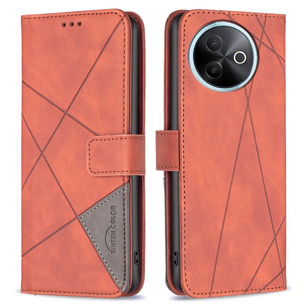 BINFEN COLOR For Vivo Y39 5G Phone Cases Wallet Stand Geometry Imprinted Leather Cover