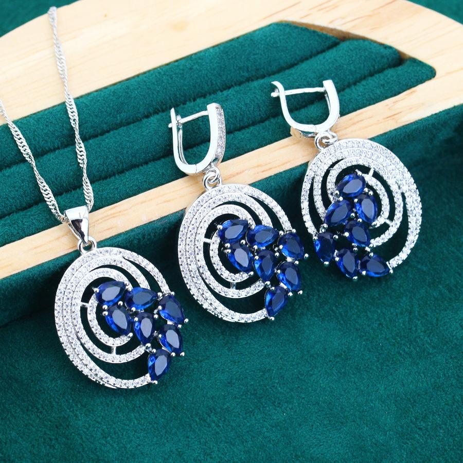 Bridal Luxe Jewelry Earrings Open Rings Bracelet Set Necklace AAA Zircon Set Jewelry