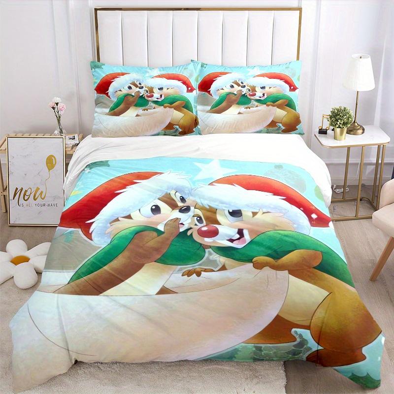3pcs Christmas Chip 'n Dale Bedding Set Includes Quilt Cover and Pillowcases, Suitable for All Seasons S026
