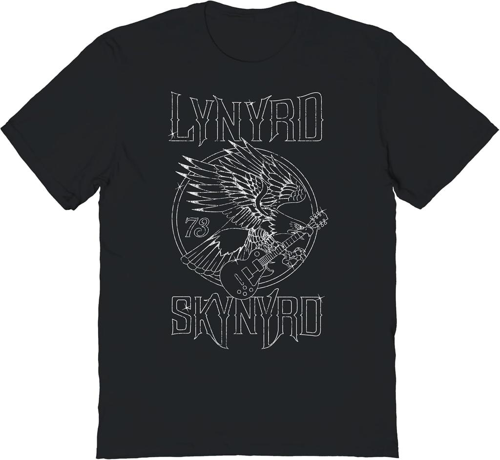 Lynyrd Skynyrd Band T Shirt for Men & Women Outlined Eagle Black Graphic Crew Neck Short Sleeve Tee