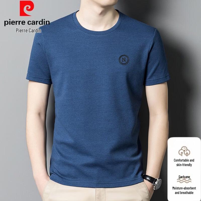 Pierre Cardin Men s Cotton Blend Ice Silk Round Neck T-shirt 4XL