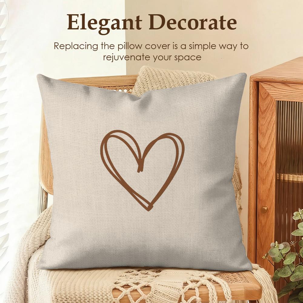 Simplicity Fashion Text Love Cushion Cover Natural Linen Organic Fabric Double-Sided Printing Sofa Home Decor Gift Pillow Case