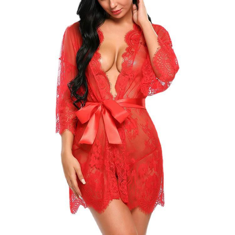 Plus Size Women's European & American Lace Lingerie Sleepwear