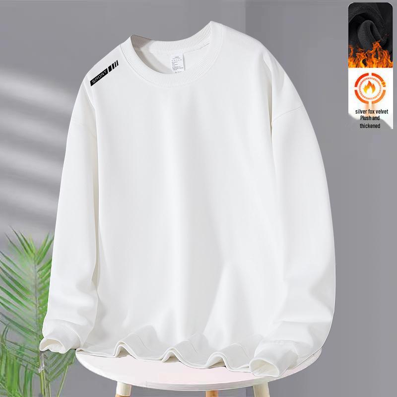 Men's Trendy Long-Sleeve Thickened Casual Sweatshirt - Autumn/Winter Round Neck Base Layer