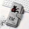 Women's Black Striped Cat Long Wallet Multi - functional Snap - button Coin Purse Ideal Gift for Cat Lovers Daily Use and Outdoor Activities