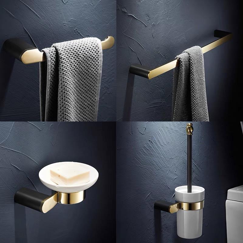 Brass Bathroom Accessories Gold & Black Bathroom Shelf,Towel Rack,Towel Hanger Paper holder,Toilet Brush Holder Bath Hardware