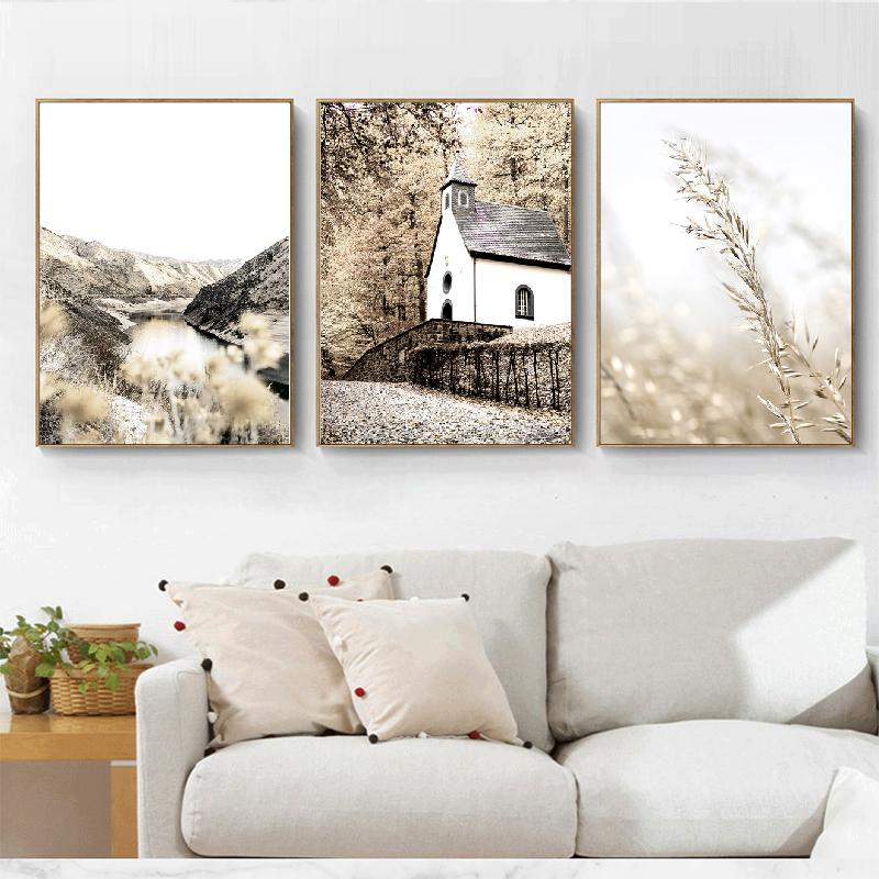 Roman Column Dandelion Reed Mountain Fall Wall Art Canvas Painting Pictures Nordic Posters And Prints For Living Room Decoration